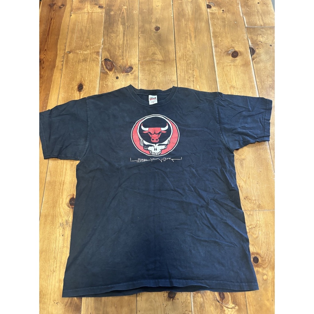 Anvil Chicago Bulls Grateful Dead Steal Your Face Skeleton Dunk T-Shirt Men's L